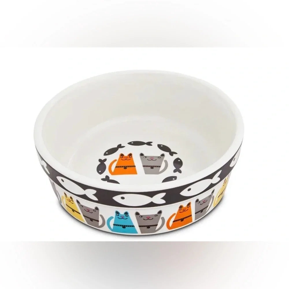 Harmony Tough Guys Ceramic Cat Bowl 1.75